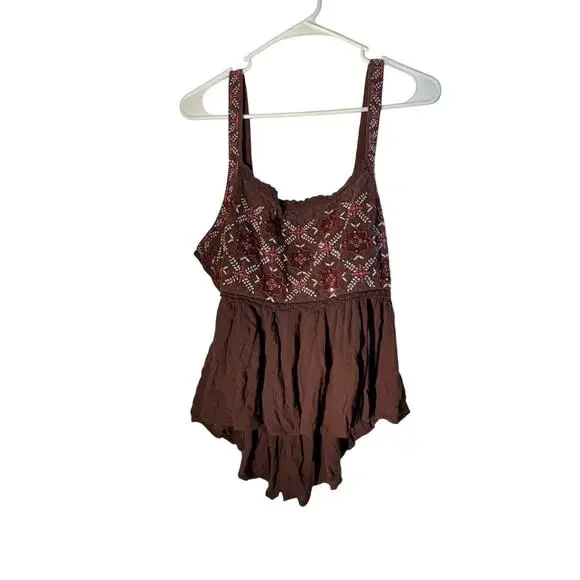 Boho country Shyanne Women's Tie Back Embellished Tank Size XL - Picture 2 of 11